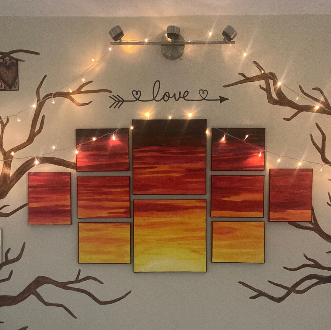 10 pcs sunset centerpiece painting