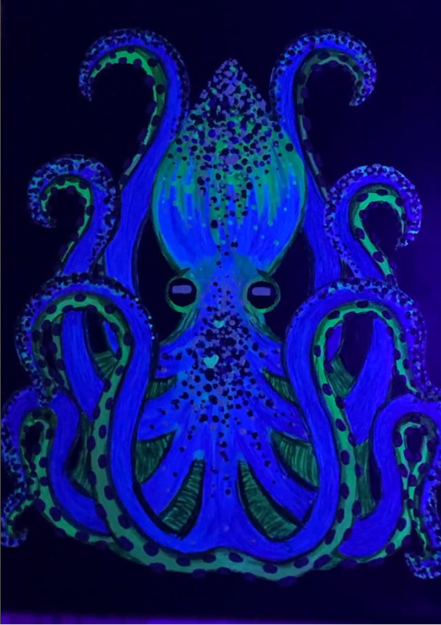 Octopus blue and green neon/blacklight